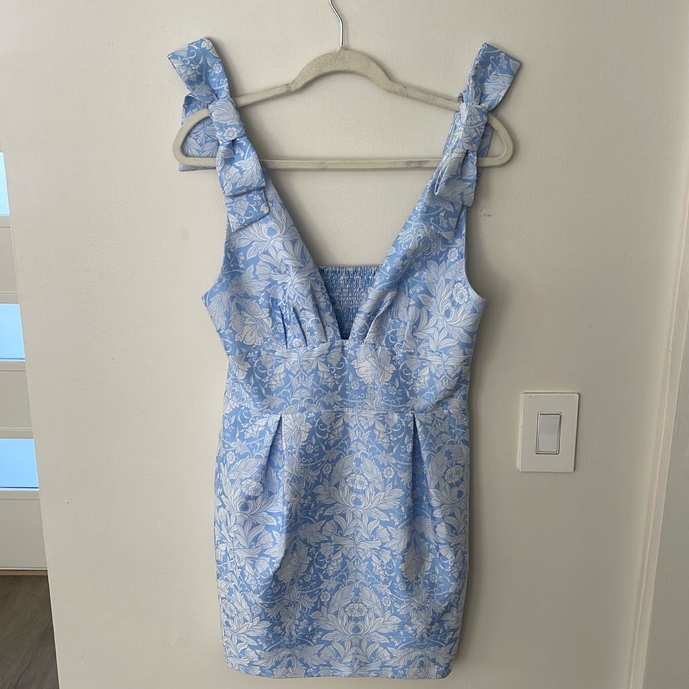 NWT Ever New Blue Print Dress Size 8 Neiman Marcus
